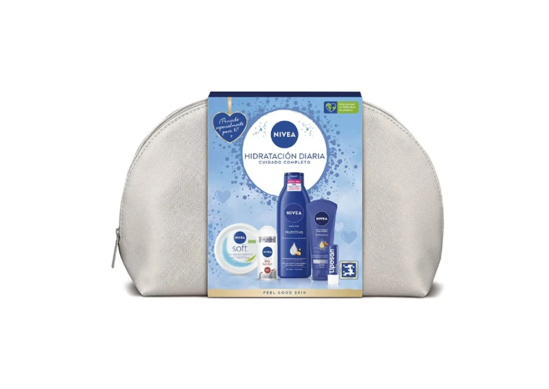 Borsetă Cadou (Cr Mâini 100Ml + Cr 100Ml + Bl 250Ml +Lip 4.8G +Roll 50Ml )  Hydratation Feel Good Skin Nivea